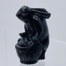 Load image into Gallery viewer, Bunny Rabbit In A Basket Teak Ojime Netsuke Bead | 27x19x15mm | Brown
