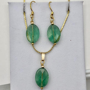 Natural Green Fluorite Pendant and Earrings Set with Gold Findings | 14K gf | - PremiumBead Alternate Image 5