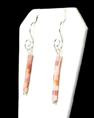 Pink Mother of Pearl & 925 Sterling Silver Earrings with Spiral Hook 6420 - PremiumBead Primary Image 1