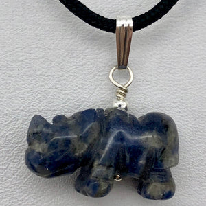 Sodalite Rhinoceros Pendant Necklace|Semi Precious Stone Jewelry|Silver Pendant - PremiumBead Primary Image 1