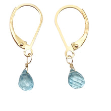 Load image into Gallery viewer, Faceted 6x4mm Blue Zircon 14Kgf Drop Earrings | 1&quot; long | Blue |
