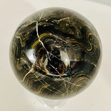 Load image into Gallery viewer, Stromatolite Scry Crystal Round Meditation Sphere | 55mm | Bronze/Black | 1 |
