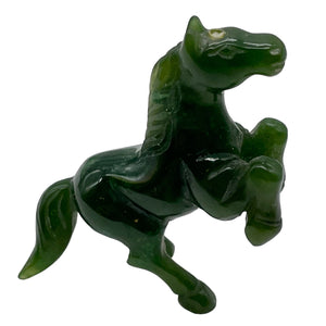 Jade Carved Soaring Prancing Horse | 2 1/4" Long | Green | 1 Figurine |