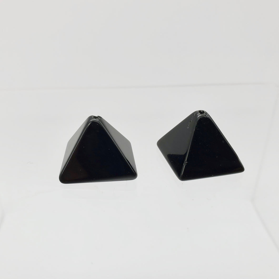 Shine 2 Hand Carved Obsidian Pyramid Beads, 17x17x16mm, Black 9289ON - PremiumBead Primary Image 1