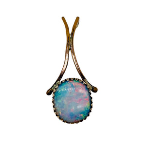 Opal 14K Gold Filled Oval Pendant | 1" Long | Red/Green | 1 Pendant |