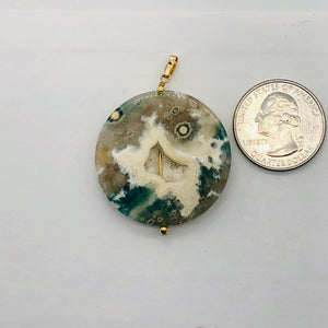 Ocean Jasper with Druzy Pocket 14K Gold Filled Pendant | 1 3/4" Long | Green |