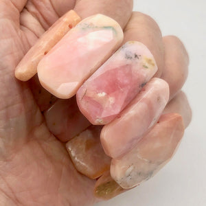 Peruvian Opal Stretchy Rectangular Nine Stone Bracelet | 6-7 Inch | Pink|