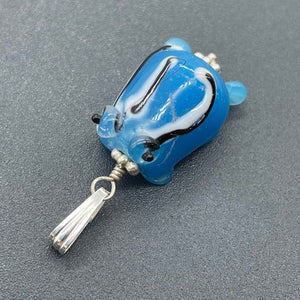 Lampwork Frog Sterling Silver Frog | 1" Long | Sky Blue | 1 Pendant |