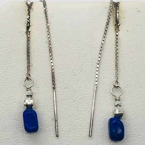 Lapis Sterling Silver Threader Earrings | 3 1/2" Long | Blue | 1 Pair |