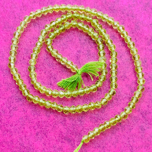 Peridot Faceted Roundel 13" Bead Strand | 4 mm | Green | 130 Beads | 13" |