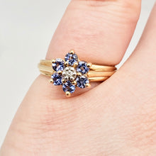 Load image into Gallery viewer, Tanzanite &amp; Diamond Solid 10Kt Yellow Gold Flower Ring Size 7 9982F - PremiumBead Alternate Image 8
