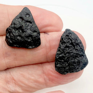 2 Unique Pendant Size Black Meteor Fragments 11 grams | 29x21x8 to 27x22x8mm | - PremiumBead Primary Image 1