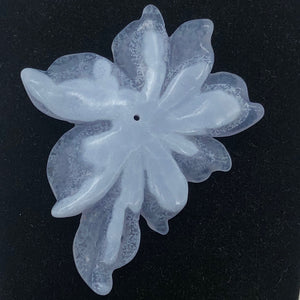 42cts Exquisitely Hand Carved Blue Chalcedony Flower Pendant Bead - PremiumBead Alternate Image 5
