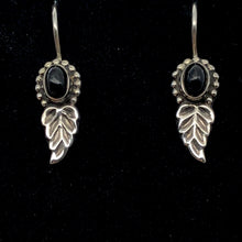 Load image into Gallery viewer, Spiraling Onyx Sterling Silver Earrings! | 1 1/2 Inch Long |
