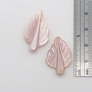 2 Velvety Pink Mussel Shell Leaf Pendant Beads 4326B
