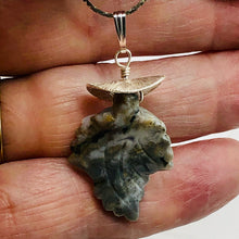 Load image into Gallery viewer, Jasper Sterling Silver Leaf | 2 1/2&quot; Long | Gray/Black | 1 Pendant
