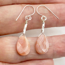 Load image into Gallery viewer, Botswana Sterling Silver Faceted Briolette Earrings | 1 1/2&quot; Long | Peach |
