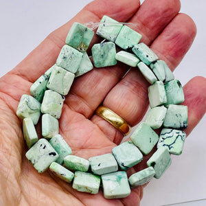Minty Mojito Green Turquoise Square Coin Bead Strand 107412F