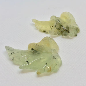 Hand Carved 2 Green/Yellow Prehnite Leaf Beads 10532G - PremiumBead Alternate Image 3