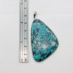 Natural Turquoise 63ct Sterling Silver Pendant | 2 1/2x1 1/2" | Blue/Black | 1 |