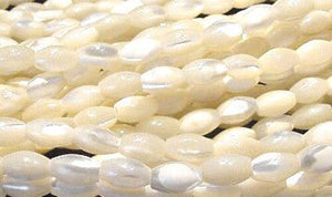 1 Natural, Untreated 6x4mm Rice Premium Mother-of-Pearl Bead Strand 2243 - PremiumBead Alternate Image 2