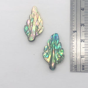 Two Beads of Shimmering Abalone Leaf Pendant Beads 004326A