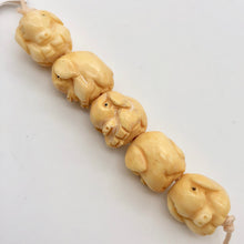 Load image into Gallery viewer, Oink 2 Hand Carved Piggy Boar Waterbuffalo Bone Beads | 18.5x14x12.5mm | Bone - PremiumBead Alternate Image 3
