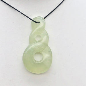 Hand Carved Translucent Serpentine Infinity Pendant with Black Cord 10821Y | 45x23.5x6.5mm | Light Green - PremiumBead Alternate Image 2