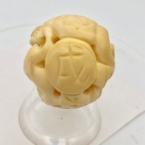 Carved Chinese Zodiac Year of the Dog Water Buffalo Bone Bead|30mm|Cream|1 Bead| - PremiumBead Alternate Image 2