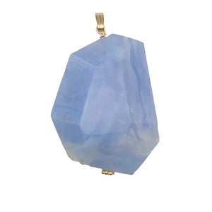 Blue Chalcedony 14K Gold Filled Faceted Crystal Pendant | 1 1/2" Long| Lavender|