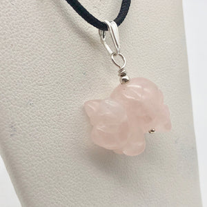 Piggie! Rose Quartz Pig Solid Sterling Silver Pendant 509274RQS - PremiumBead Alternate Image 5