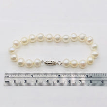 Load image into Gallery viewer, Creamy White 5mm FW Pearl &amp; Silver 7&quot; Bracelet 9916A
