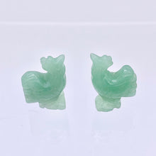 Load image into Gallery viewer, 2 Cute Carved Aventurine Rooster Beads | 21x15x9mm | Green - PremiumBead Primary Image 1
