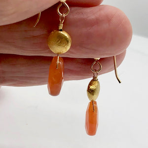 Botswana 14K Gold Filled Faceted Briolette Earrings | 1 3/4" Long | Peach |