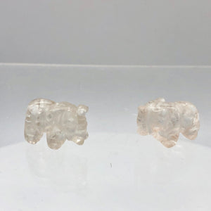 2 Wild Hand Carved Clear Quartz Elephant Beads | 22.5x21x10mm | Clear - PremiumBead Alternate Image 2