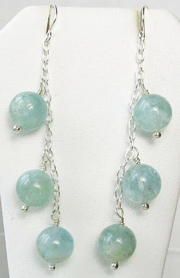 Natural Untreated Blue/Green Aquamarine & Silver Earrings 305213A - PremiumBead Primary Image 1