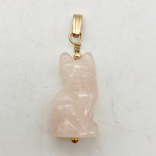 Load image into Gallery viewer, Rose Quartz Kitty Cat Pendant Necklace|Semi Precious Stone Jewelry|14k Pendant
