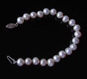Creamy White 7mm FW Pearl & Silver 7" Bracelet 9916D - PremiumBead Alternate Image 2