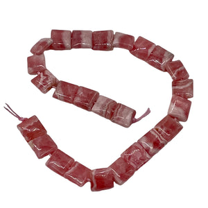 Natural Rhodochrosite 8mm Square Bead (25 Beads) 8 inch Strand