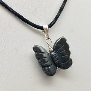 Flutter Carved Hematite Butterfly and Sterling Silver Pendant 509256HMS - PremiumBead Alternate Image 5