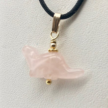 Load image into Gallery viewer, Rose Quartz Diplodocus Dinosaur Pendant Necklace|Animal Jewelry|14k Pendant
