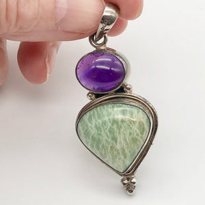 Alluring Amethyst and Amazonite Sterling Silver Pendant 504106 - PremiumBead Primary Image 1