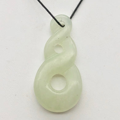 Hand Carved Serpentine Infinity Pendant with Simple Black Cord 10821o - PremiumBead Primary Image 1
