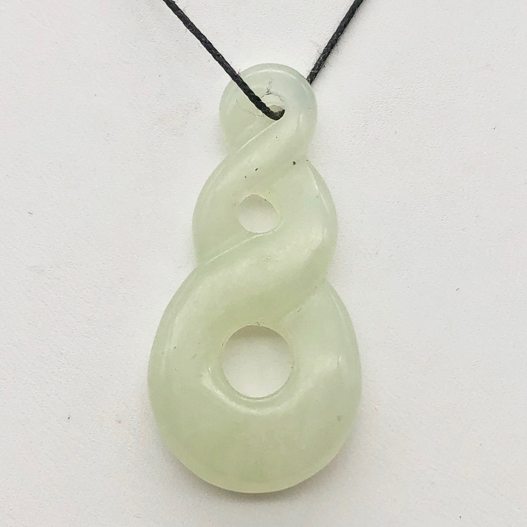 Hand Carved Serpentine Infinity Pendant with Simple Black Cord 10821o - PremiumBead Primary Image 1