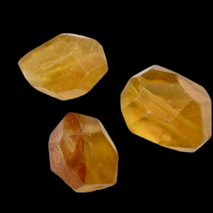 Faceted Golden Fluorite Nugget Beads | 17x12x9 to 19x17x13mm | Yellow | 3 Beads|