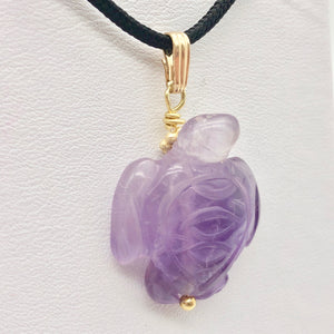 Amethyst Sea Turtle Pendant Necklace|Semi Precious Stone Jewelry|14k Pendant - PremiumBead Alternate Image 6