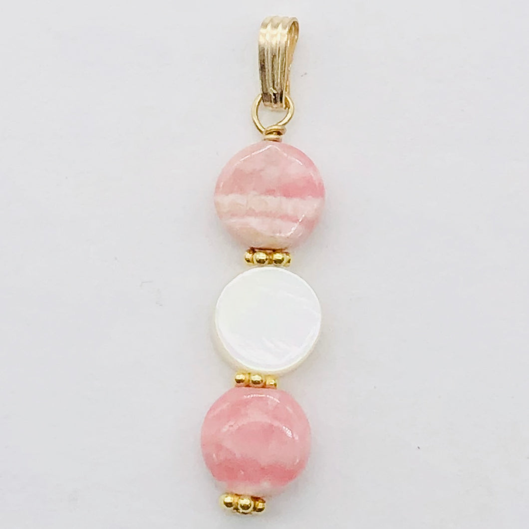 Rhodocrosite/Mother of Pearl 14K Gold Filled Pendant | 11/2
