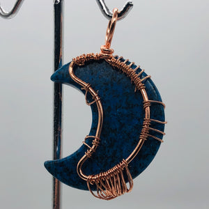 Lapis Copper Wire Wrap | 1 3/4" Long | Blue/Copper | 1 Pendant