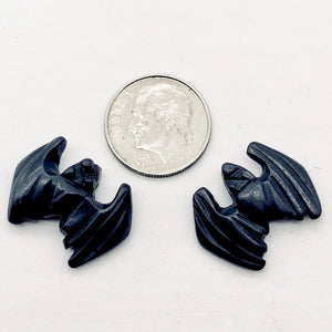 Flying Carved Hematite Bat Semi Precious Gemstone Figurine | 21x16x5mm | Silver - PremiumBead Alternate Image 3
