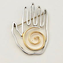Load image into Gallery viewer, Fancy! One 8 Gram Sterling Silver and Gold Hand Lapel Pin | 1 1/4 x 2 3/4 inch |
